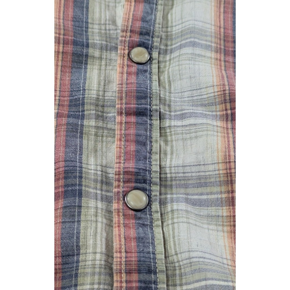 Lucky Brand XXL Short Sleeve Western Plaid Pearl Snap Shirt - Picture 3 of 8